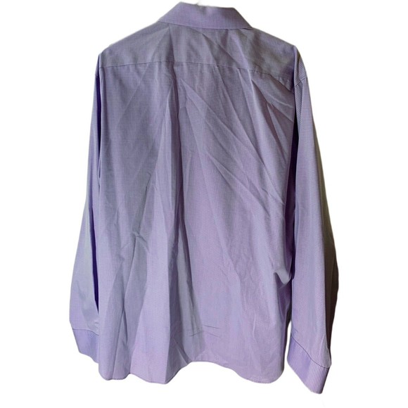 Michael Kors Men’s Violet Check Button Up Dress Shirt Size XL 17 34/35 - Picture 2 of 6